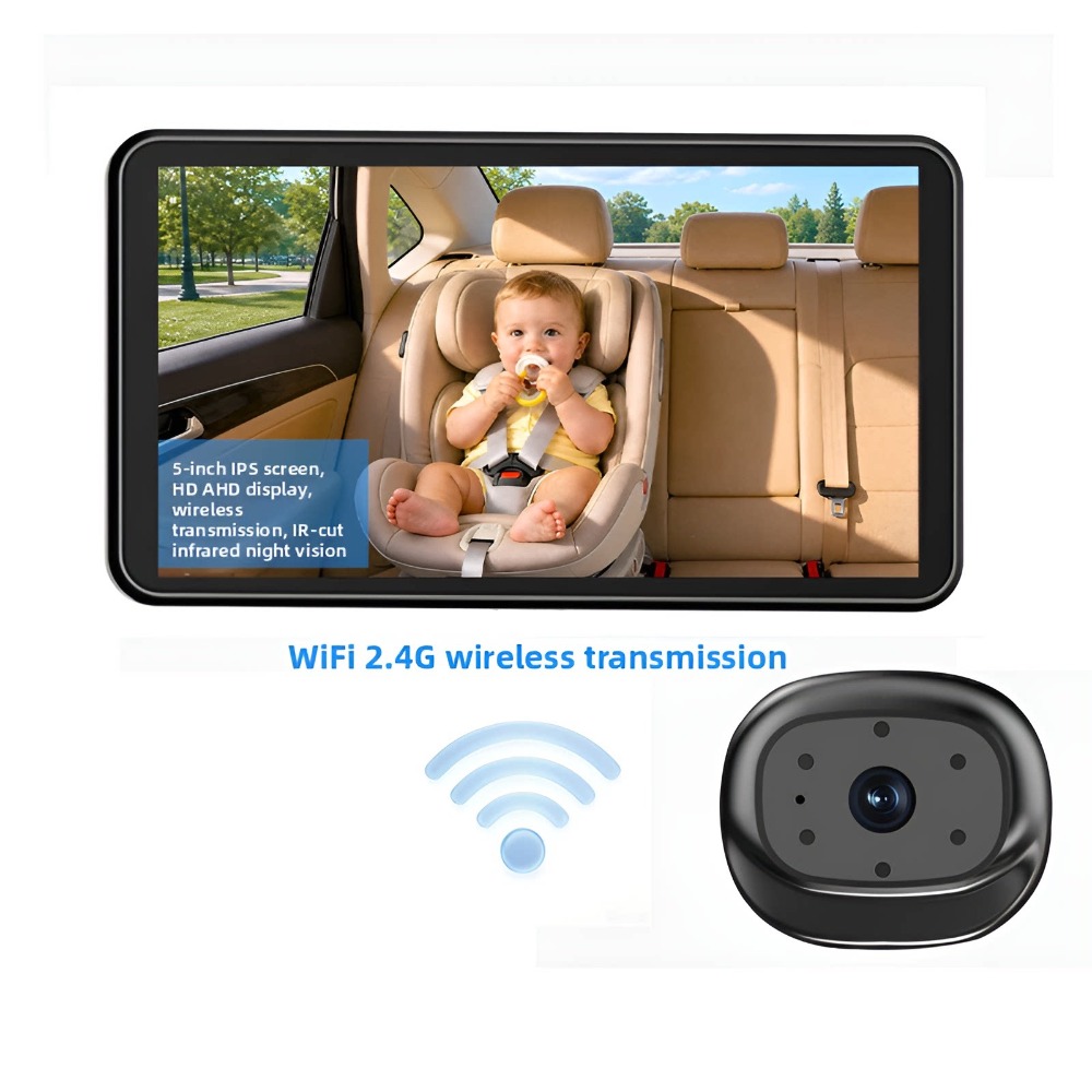 Home Cinema Wireless - จอภาพสำหรับเด็กแบบไร้สายขนาด 5 นิ้ว ความละเอียดสูง แสดงผลแบบเรียลไทม์ สำหรับดูแลเด็กในรถยนต์