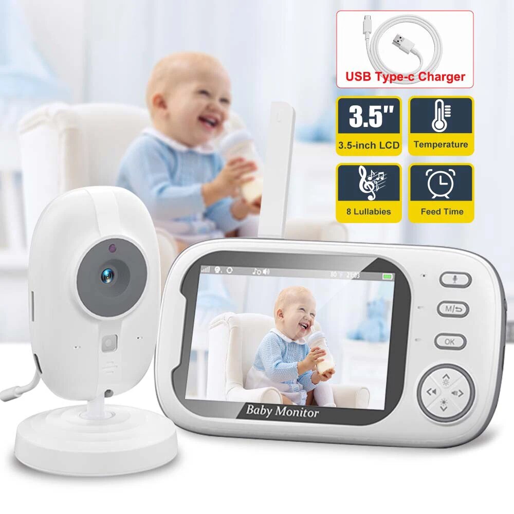 Home Cinema Wireless - กล้องวงจรปิดสำหรับดูวิดีโอสำหรับเด็ก3.5นิ้ว2.4G แม่เด็ก2ทางพูดคุยและการมองเห็นได้ในเวลากลางคืนได้มีกล้องวิดีโอเฝ้าระวังที่มีอุณหภูมิ