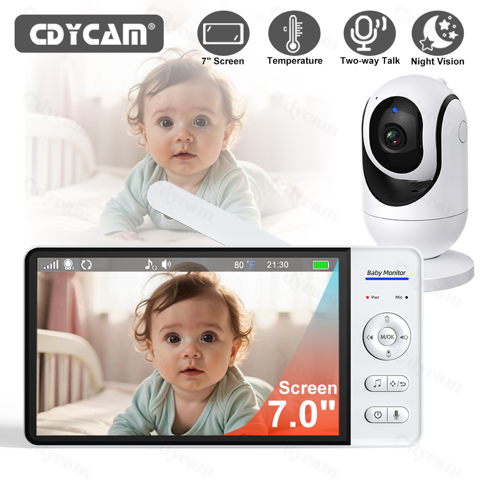 Home Cinema Wireless - จอภาพวิดีโอสำหรับเด็ก 7 นิ้ว พร้อมระบบมองเห็นในที่มืด ไม่มี WiFi