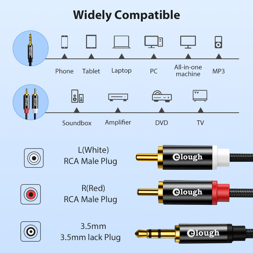 Elough สาย RCA AUX ลำโพง RCA แ - Audio Home Cinema บทวิจารณ์และราคา